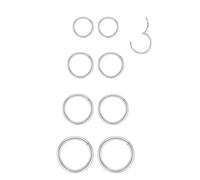 COONE 8pcs Thin Small Black Nose Ring Hoops, 316L Surgical Steel Hinged Segment Rings, for Septum, Daith, Tragus, Lip Piercing Jewelry (16G, 6mm, 8mm, 10mm, 12mm, Silver Color)