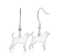 Coonhound Silhouette Silver Earrings