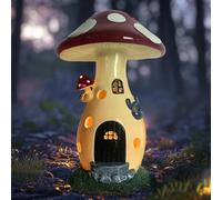 coonoe Solar Garden Statue - Fairy Mushroom House Light, Solar Yard Decor, Garden Ornaments Present, Waterproof Decoration for Patio lawn