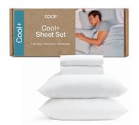 Coop Home Goods Cool+ Cooling Bed Sheets, 4 Piece Queen Sheet Set, White Breathable Cooling and Super Soft, Luxury Spa & Hotel Quality, Queen Size Bed Set