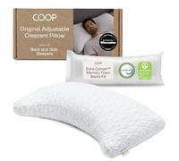 Coop Home Goods Original Crescent Adjustable Pillow, Queen Bed Crescent Foam Pillow - Medium Firm for Back & Side Sleepers, CertiPUR-US/GREENGUARD Gold