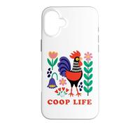 Coop Life Folk Art Rooster Scandi Design Case for iPhone 16 Plus