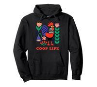 Coop Life Folk Art Rooster Scandi Design Pullover Hoodie