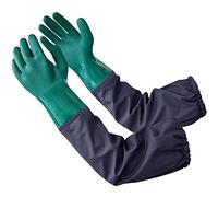 Coopache 25" Pond Gloves, Long Waterproof Work Cleaning Gloves, Full Arm Length Rubber Gloves Reusable, Heavy Duty PVC Gloves for Women Men Gardening Aquarium (Green, L)
