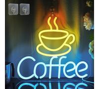 CooPark Coffee Neon Sign for Cafe Decor, Light up Glow LED Light with Dimmable, USB Powered, Aesthetic Birthday Gifts for Party Cafe Shop Home resturant Living Room Kitchen Window(12.64''x11.30'')