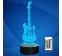 CooPark Customized Guitar 3D Night Light, Optical LED Bedside Lamp with Remote Control 16 Colors Changing, Home Party Decor Creative Birthday Gift for Friend Music Lover