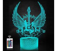 Coopark Guitar Night Light 3D Illusion Lamp LED Desk Table Lamp 16 Color Changing Touch Sensor Remote Nightlight with USB Cable for Music Lover Bedroom Kids Birthday Gifts Decoration