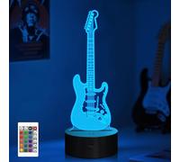 CooPark Guitar Night Light, 3D Optical Illusion LED Bedside Lamp with Remote Control 16 Colors Changing, USB Powered Home Party Decor Creative Birthday Gift for Friend Music Lover