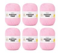 Coopay 100% Cotton Yarn 6×50g, Soft 8ply Cotton Yarn for Crochet & Knitting, Cotton Crochet Yarn for Dishcloths, Baby Blankets, Wearables, Bags (Light Pink)