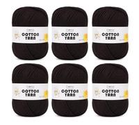 Coopay 100% Cotton Yarn 6×50g, Soft 8ply Cotton Yarn for Crochet & Knitting, Cotton Crochet Yarn for Dishcloths, Baby Blankets, Wearables, Bags (Brown)