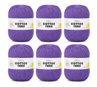 Coopay 100% Cotton Yarn 6×50g, Soft 8ply Cotton Yarn for Crochet & Knitting, Cotton Crochet Yarn for Dishcloths, Baby Blankets, Wearables, Bags (Purple)