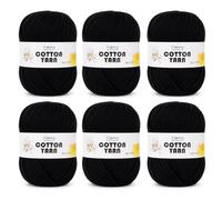Coopay 100% Cotton Yarn 6×50g, Soft 8ply Cotton Yarn for Crochet & Knitting, Cotton Crochet Yarn for Dishcloths, Baby Blankets, Wearables, Bags (Black)