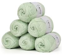 Coopay 100% Cotton Yarn for Crochet and Knitting, 6 x 50g Crochet Cotton Yarn, 4 Ply Soft Cotton Knitting Yarn, Ideal Cotton Crochet Yarn for Dishcloth, Baby Blankets, Socks, Hats - Light Green
