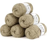 Coopay 100% Cotton Yarn for Crochet and Knitting, 6 x 50g Crochet Cotton Yarn, 4 Ply Soft Cotton Knitting Yarn, Ideal Cotton Crochet Yarn for Dishcloth, Baby Blankets, Socks, Hats - Khaki