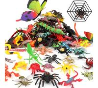 Coopay 102 PCS Plastic Insect Assorted Fake Insect Mini Realistic Bugs Toys Fake Spider Snake Frog Lizard and Multicolored Lifelike Butterfly for Education Bug Themed Party Birthday Favors