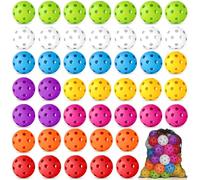 Coopay 12/100 Pack Baseball Practice Balls Plastic Training Balls Lightweight Hollow Softballs with a Drawstring Bag for Hitting, Baseball Training Indoor (50 Pack, 8 Colors)