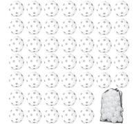 Coopay 12/100 Pack Baseball Practice Balls Plastic Training Balls Lightweight Hollow Softballs with a Drawstring Bag for Hitting, Baseball Training Indoor (50 Pack, White)