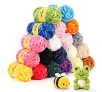 Coopay 20x25g Chenille Yarn, Super Soft Plush Chunky Chenille Yarn for Crochet and Knitting, Fluffy Velvet Thick Yarn for Amigurumi, Plush Dolls and DIY Crafts (Multicoloured)