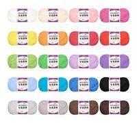Coopay 20x25g Chunky Yarn Set, Soft Crochet Yarn for Beginners Easy-to-See Stitches, Multicoloured Chunky Cotton Yarn for Crochet & Knitting, Beginners Easy Yarn for Crochet Amigurumi Home Decor