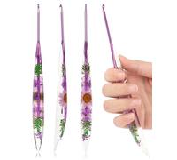 Coopay 3mm Crochet Hooks, Sparkly Floral Resin Crochet Hook, Ergonomic Crochet Hooks for Arthritic Hands, Tapered Metal Crochet Hook for Handmade Crocheting, for Beginners (3.0mm)