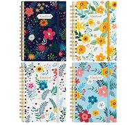 Coopay 4 Pack A5 Spiral Notebook Journal for Women, College Ruled Composition Notebooks Hardcover Spiral Journal, Cute Blooming Floral, Office School Business Supplies, 8.3" x 5.5", 160 Page