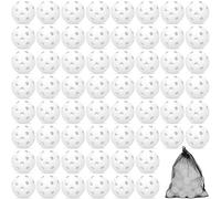 Coopay 60 Pack Practice Baseball 42mm Mini Plastic Hollow Softballs, Baseball Training Balls with Drawstring Bag for Indoor Outdoor Backyard Batting Practice (White)