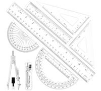 Coopay 7 Pcs Geometry Kit with Ruler, Triangle Ruler, Protractor and Compass Set