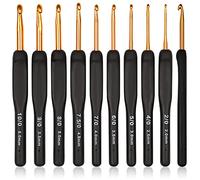 Coopay 9-Pack Aluminum Crochet Hooks with Soft Cushion Grip for Right or Left-Handed, Arthritis Hands, Beginners