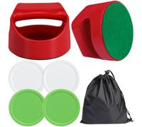 Coopay Air Hockey Pucks and Paddles - 2 Hockey Pushers & 4 Large Hockey Pucks with Nylon Storage Bag, Great Goal Handles Pushers Replacement Accessories for Game Tables