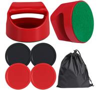 Coopay Air Hockey Pucks and Paddles - 2 Hockey Pushers & 4 Large Hockey Pucks with Nylon Storage Bag, Great Goal Handles Pushers Replacement Accessories for Game Tables