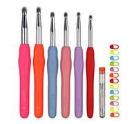 Coopay Big Crochet Hooks Set, Solid Hooks Large Sizes 6.0mm 6.5mm 7.0mm 8.0mm 9.0mm 10mm, Crochet Hooks Sets with Soft Grip, Chunky Metal Crochet Hook with Ergonomic Handle for Arthritic Hands