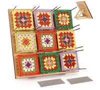 Coopay Blocking Board for Crochet, Granny Square Blocking Board Large 11 inch, Crochet Blocking Board and Pins, Blocking Boards for Knitting Crochet Projects, Wooden Blocking Board, with Easel Design