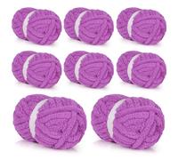 Coopay Chunky Chenille Yarn, 8 Skeins Soft Plush Yarn for Crocheting, Hand Knitting & Blanket Making, Super Bulky Yarns (#8) - 7.97oz - 27.9yds - 99.99% Polyester, Soft - Fluffy - Airy (Purple)