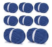 Coopay Chunky Chenille Yarn, 8 Skeins Soft Plush Yarn for Crocheting, Hand Knitting & Blanket Making, Super Bulky Yarns (#8) - 7.97oz - 27.9yds - 99.99% Polyester, Soft - Fluffy - Airy (Navy Blue)