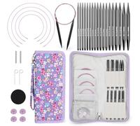 Coopay Circular Knitting Needles Set, 9 Pairs Metal Interchangeable Circular Knitting Needles Set with Case, Cables & Accessories, 3.0mm-8.0mm Aluminum Round Knitting Needle for Beginners