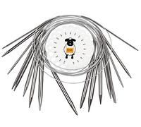 Coopay Circular Knitting Needles Set, Metal 80cm Long, Stainless Steel, 9 Pcs, Cable, Silver, Sock Blanket Chunky Jumper Large Project, UK Size, Beginners Gift