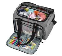Coopay Crochet Bag, Portable Yarn Storage Bag, Travel Tote Bag for Protect Unfinished Project and Prevent Yarn Tangling, With Compartment and Grommets, Large, Oxford Cloth, 15 * 11 * 10 inch (Gray)