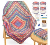 Coopay Crochet Blanket Kit, Complete Blanket Crochet Kits for Beginners Adults with Gradient Yarn Step-by-Step Video Crochet Tools, Easy to Crochet Gradient Blankets, Starry Sky Gradient