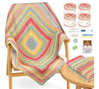 Coopay Crochet Blanket Kit, Complete Blanket Crochet Kits for Beginners Adults with Gradient Yarn Step-by-Step Video Crochet Tools, Easy to Crochet Gradient Blankets, Forest Gradient