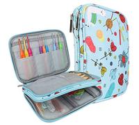 Coopay Crochet Hook Case, Cable Knitting Needles Holder, Zippered Storage Bag for Ergonomic Aluminum Crochet Hooks Rubber Handles, Accessories Organiser, Sky Blue