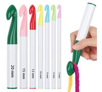 Coopay Crochet Hooks Large 20mm 15mm 12mm 10mm 9mm 8mm 7mm, Ergonomic Crochet Hook for Super Chunky Yarn, Big Crochet Kit for Beginner Adults and Children, Starter Crochet Set, Plastic