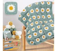 Coopay Crochet Kit Beginners for Blanket, Granny Squares Crochet Blanket Kit with Instructions & Enough Yarn, Complete Crochet Starter Kit Easy Learn to Crochet Blanket Kit for Adults (Green)