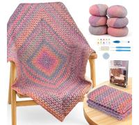 Coopay Crochet Kits, Easy Granny Square Crochet Blanket Kits-Evening Purple | Crochet Blanket Kits for Beginners Adults, with Manual & Video Tutorial, Learn to Crochet Kit Blanket by Soft Gradient Yarn