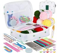 Coopay Crochet Starter Kit for Beginners Adults, Includes Ergonomic Metal Crochet Hooks 0.6mm to 6mm, Accessories and Cactus Case, Knitting Set with Wool and Needles