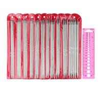 Coopay Double Ended Knitting Needles, Double Pointed Knitting Needle Short Metal 20cm, DPN Sets, Straight Needle Kit for Beginner and Children, Sock Knitting Needles 55 Pack and Knitting Gauge