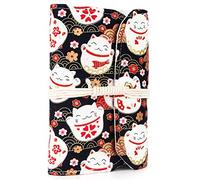 Coopay Fixed Circular Needle Case, Compact Circular Needle Holder Roll Bag, Small Circular Knitting Needles Organizer with 11 Clear Zipper Pockets for Short or Long Circular Pins Storage, Cat