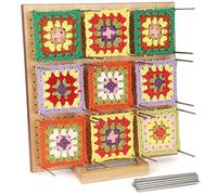 Coopay Granny Square Blocking Board, Crochet Blocking Board with Recess Channel for 30 Pegs Storage, Crochet Blocking Board and Pins Large 11 inch, Wooden Crochet Blocker, Blocking Board for Crochet