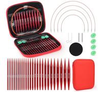 Coopay Interchangeable Circular Knitting Needles Set, 2.5-8.0 mm Knitting Needle Set, Interchangeable, Knitting Needles, Circular Knitting Needle with Storage Bag, 13 Pairs Aluminium Interchangeable