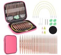 Coopay Interchangeable Circular Knitting Needles Set, 3.0-10 mm Knitting Needles Set, Interchangeable, Knitting Needles Circular Knitting Needle with Storage Bag, 13 Pairs Aluminium Interchangeable