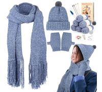 Coopay Knitting Kits for Beginners Adults, Knitting Starter Kit for Adults, Make Your Own Hat Scarf and Glove, Beginner Knitting Kit, Craft Kits for Adults, Includes Knitting Needles and Accessories